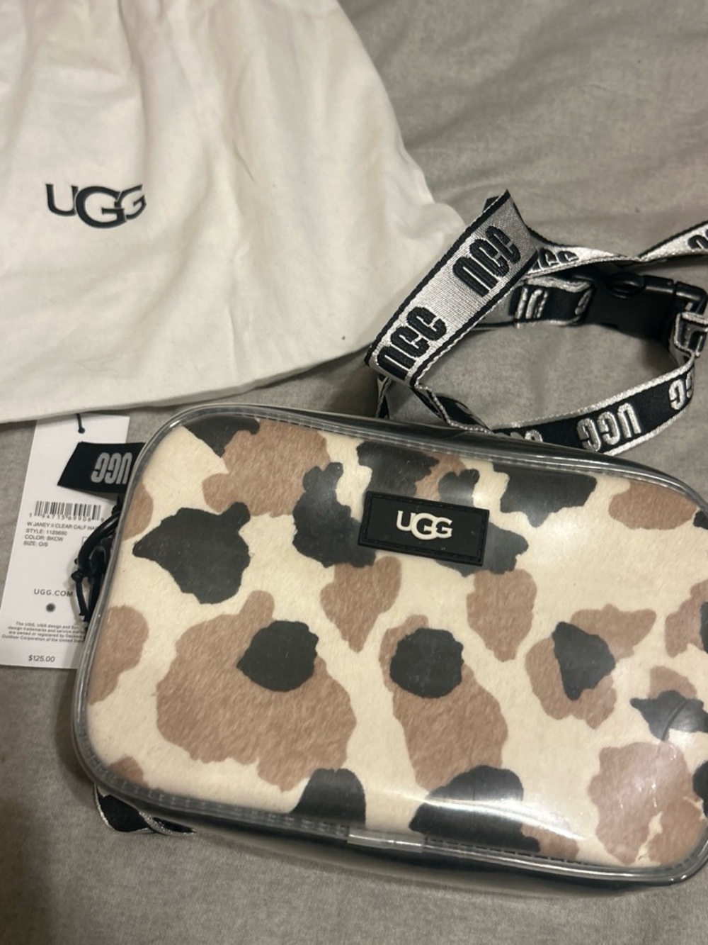 UGG Cow Print Crossbody Bag in Cream, Brown & Black